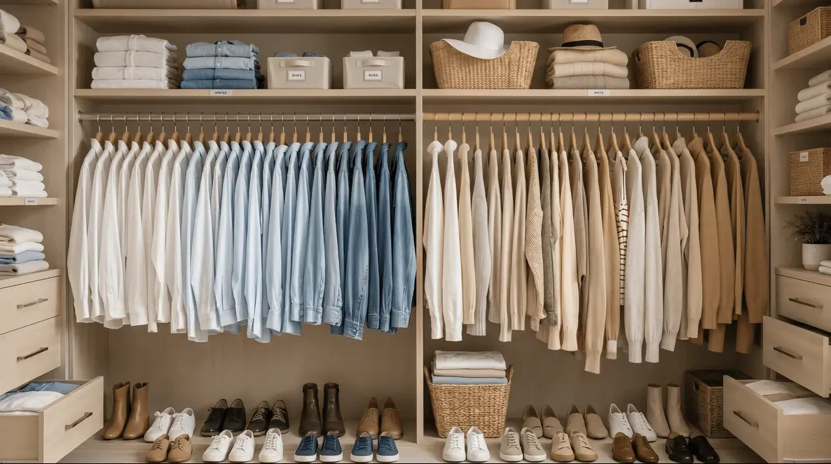 An organized closet after using Utopia Home essentials